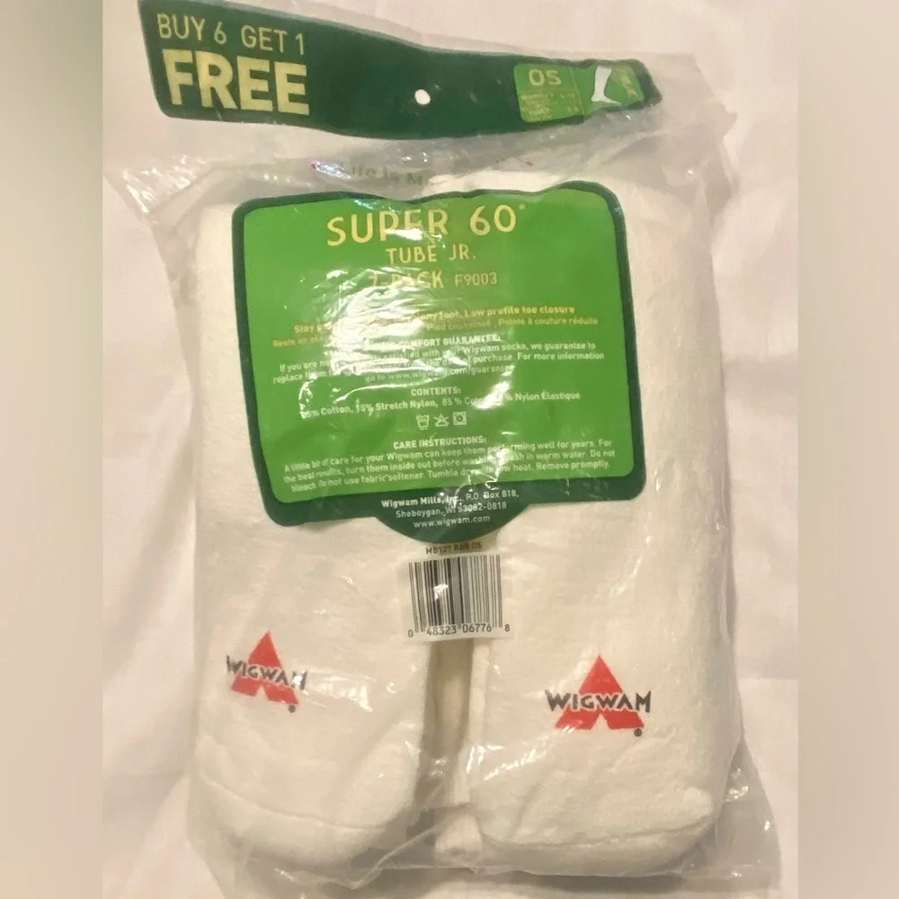 Vtg Wigwam White Super 60 Tube Jr Socks 7 Pack - W 4-10/ Youth 1-5  NWT